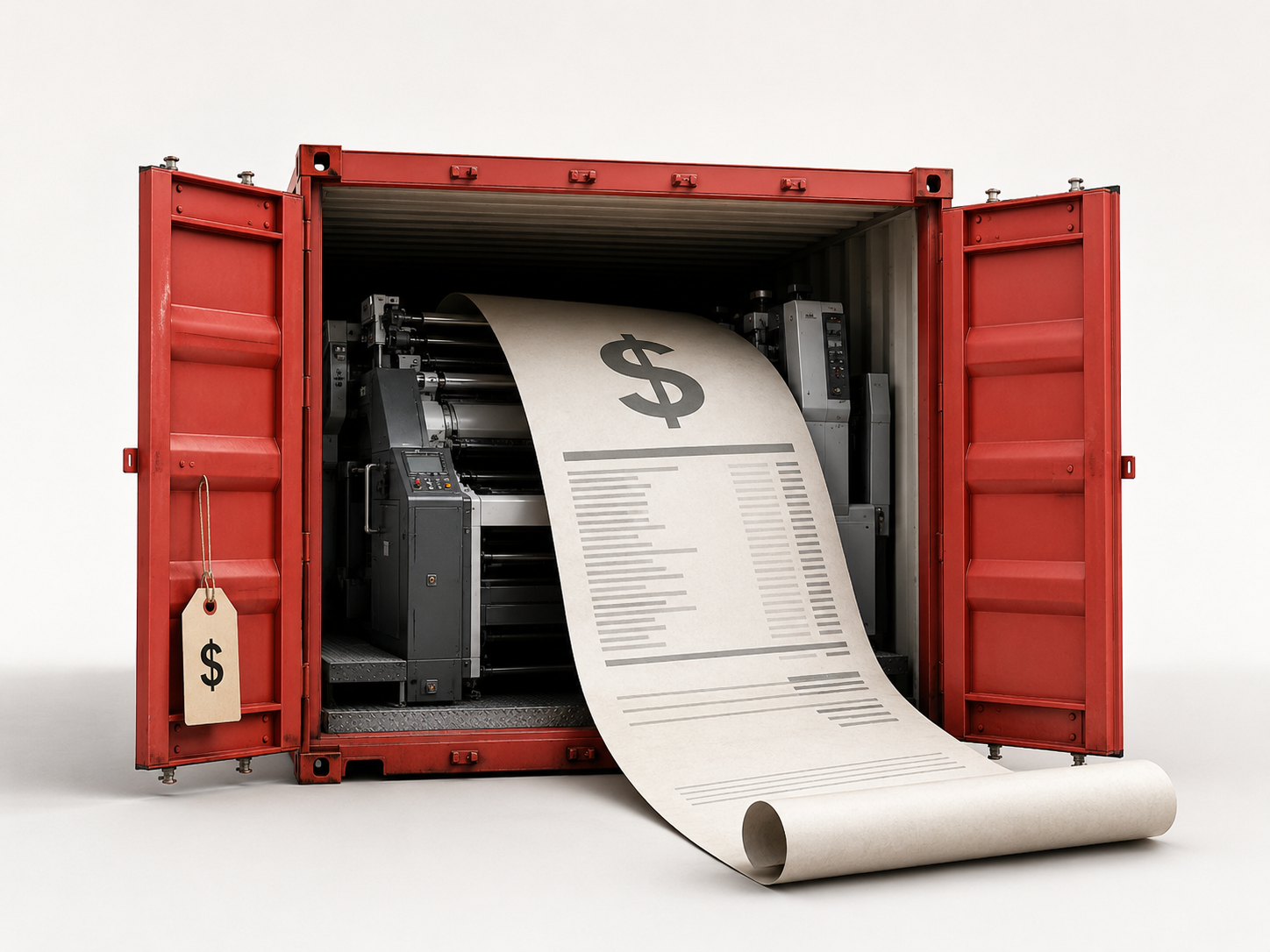 O preço real chega dentro do container 