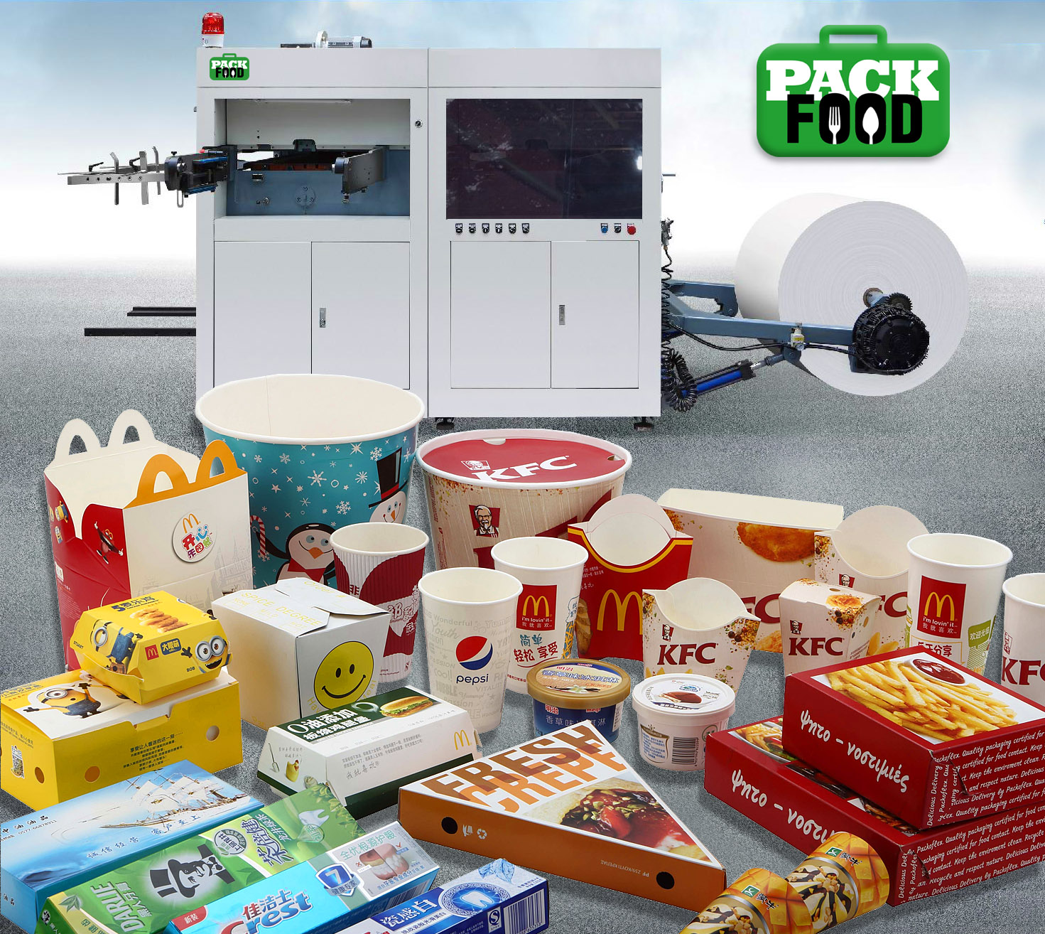 Apolo - PackFood - Máquinas de Embalagens para Fast Food & Delivery - Copos, caixas, tampas, pratos... de papel